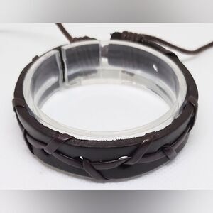 Men's bracelet leather layered brown new e98‎